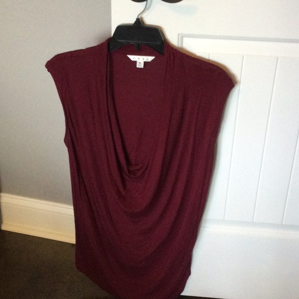CAbi Burgundy Drape Neck Blouse